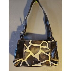 Nine&CO Purse faux leather canvas exterior Giraffe Print Shoulder Bag /purse
